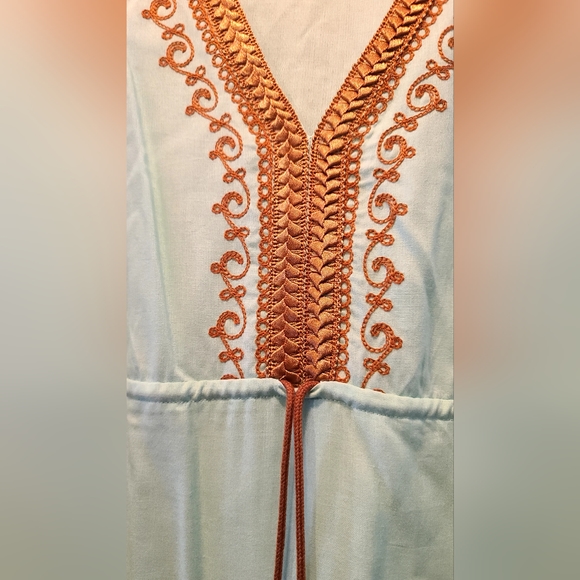 MODA International GORGEOUS Aquamarine &gold embroidery tunic szM - Picture 5 of 9